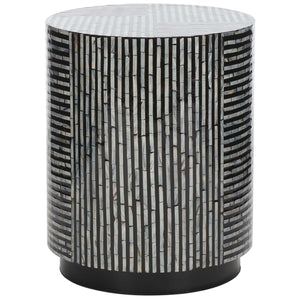 Safavieh Harlon Round Stool - Multi Black Faux Mother Of Pearl