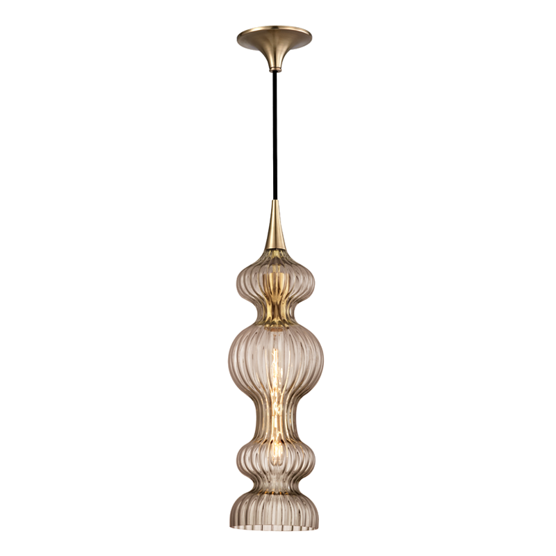 Hudson Valley Lighting 1 Light Pendant With Bronze Glass - Aged Brass
