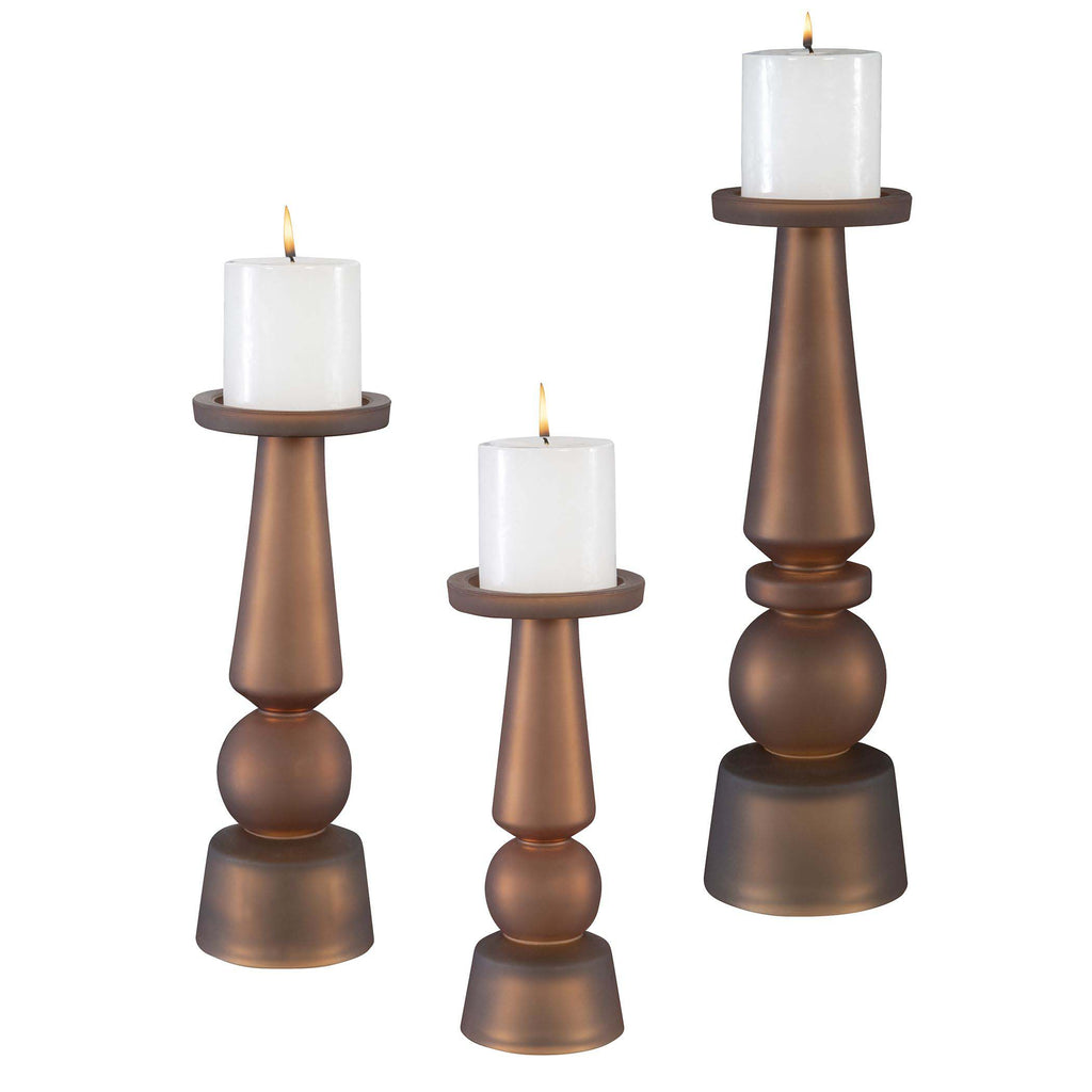 Uttermost Cassiopeia Butter Rum Glass Candleholders (Set of 3)