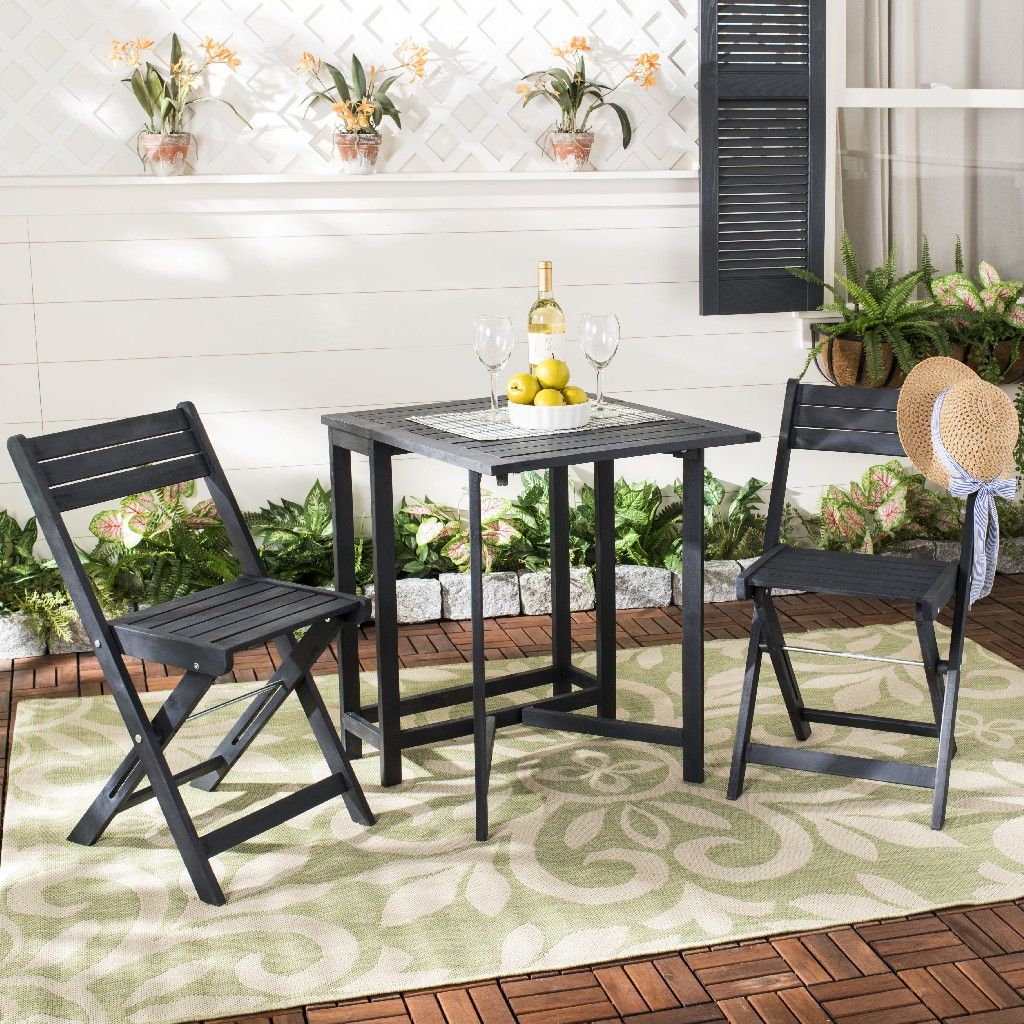 Safavieh Gallo Balcony Bistro Set - Dark Slate Grey