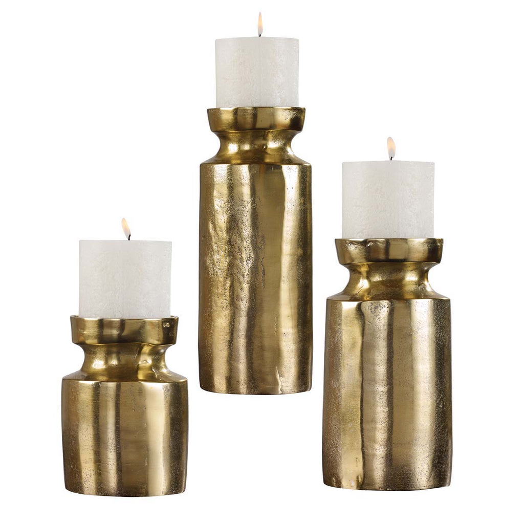 Uttermost Amina Antique Brass Candleholders Set/3