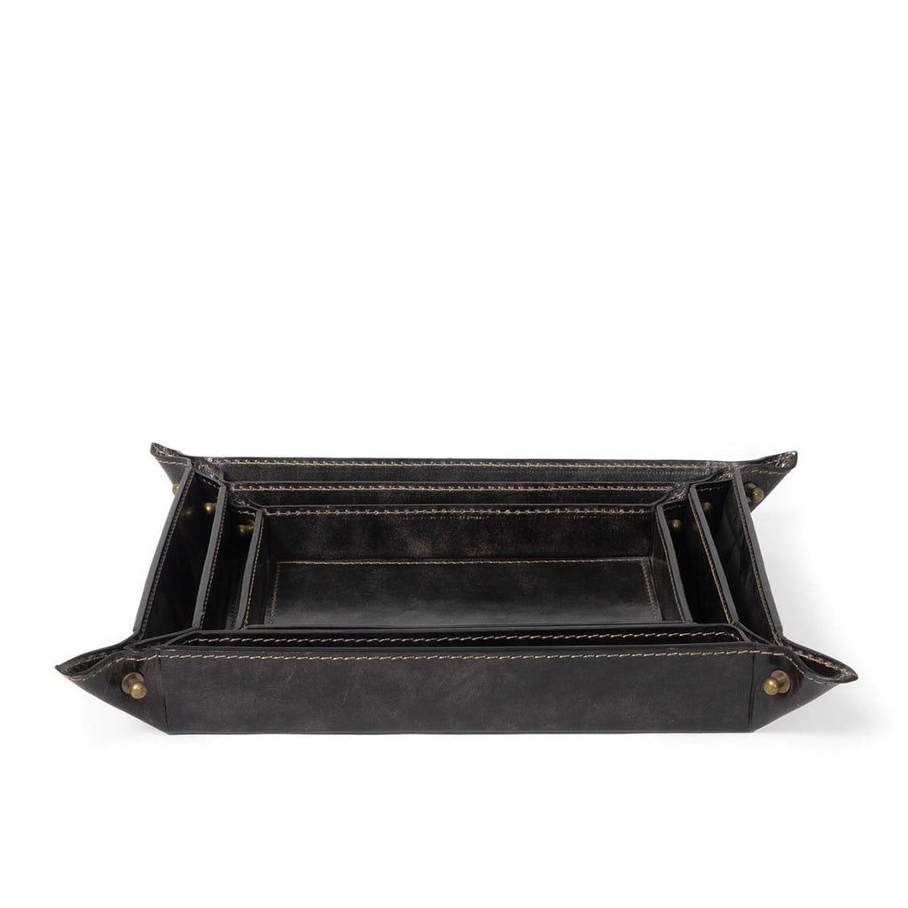 Regina Andrew Derby Leather Tray Set (Black)
