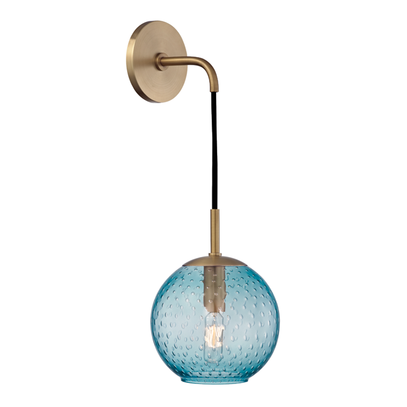 Hudson Valley Lighting 1 Light Wall Sconce-Blue Glass - Aged Brass