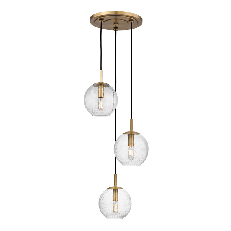 Hudson Valley Lighting 3 Light Pendant With Clear Glass - Aged Brass