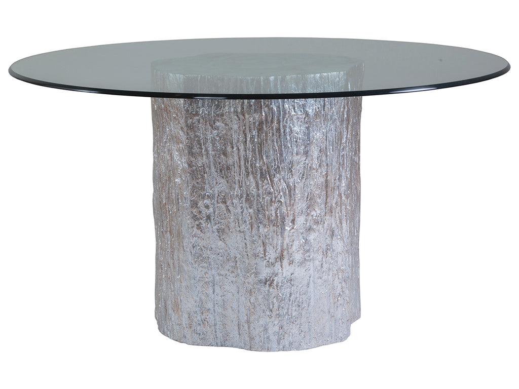 Trunk Segment Round Dining Table With Glass Top - Silver Leaf | Artistica Home - 01-2037-870-56C