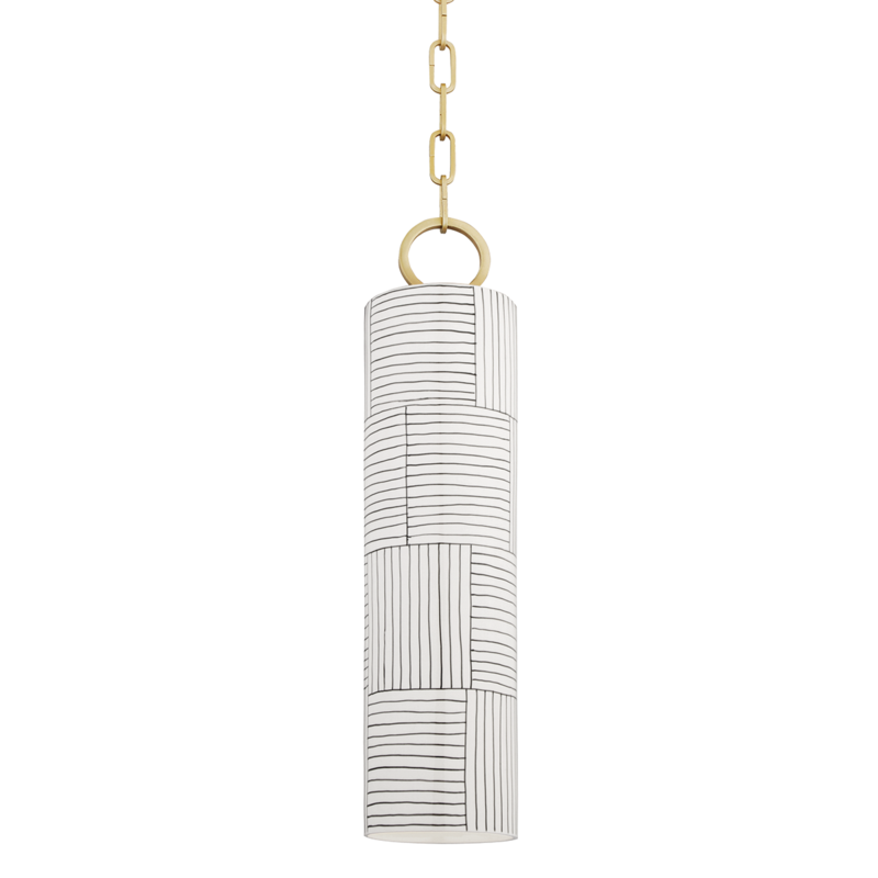 Hudson Valley Lighting 1 Light Pendant - Aged Brass/Stripe Combo