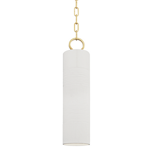 Hudson Valley Lighting 1 Light Pendant - Aged Brass/Soft Off White