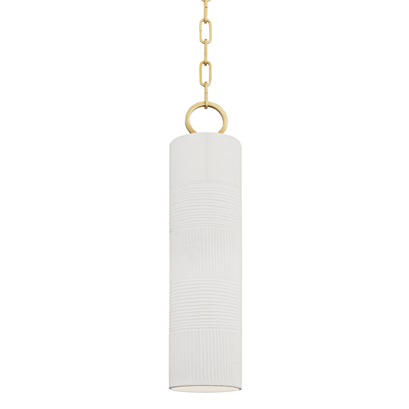 Hudson Valley Lighting 1 Light Pendant - Aged Brass/Soft Off White