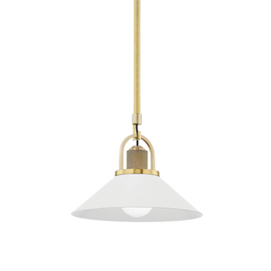 Hudson Valley Lighting 1 Light Small Pendant - Aged Brass/Soft Off White