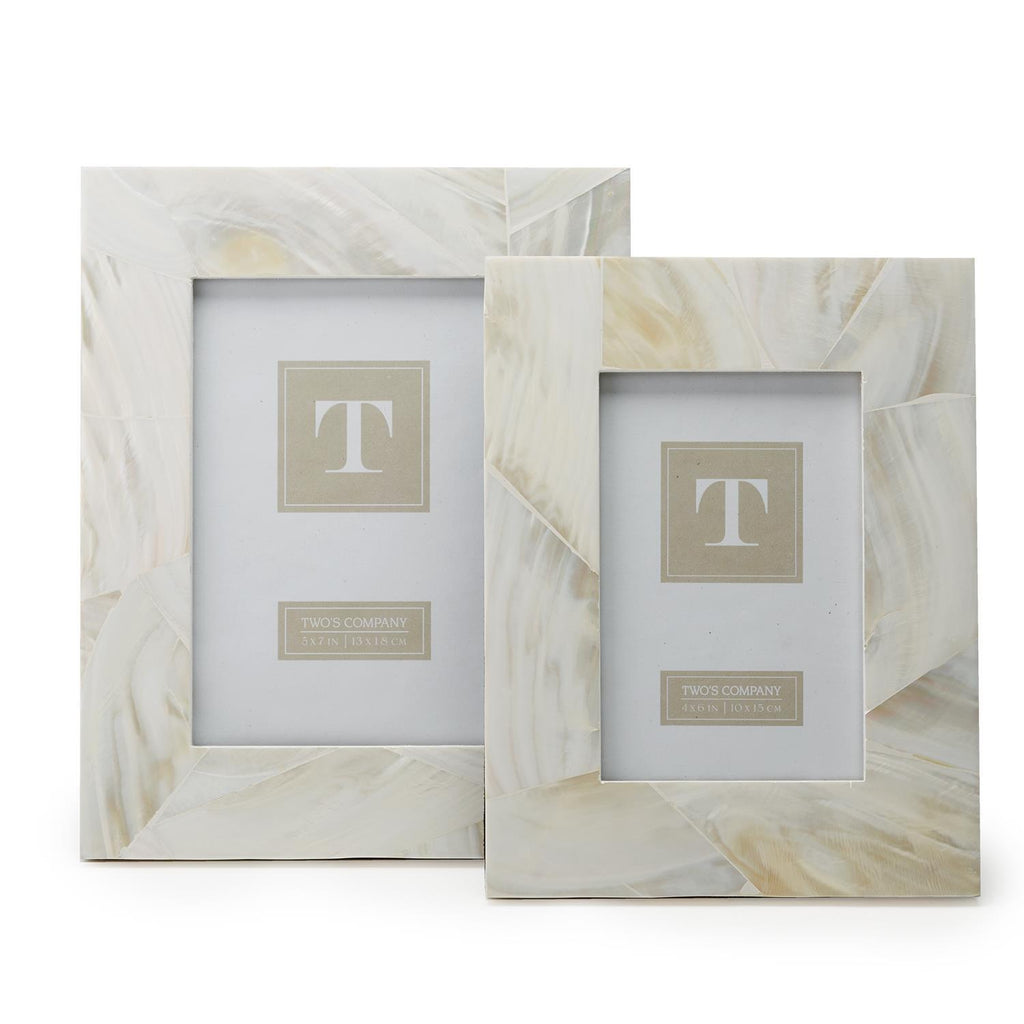 Two's Company Ocean Sand Mother of Pearl Photo Frames (includes 4 x 6 and 5 x 7)