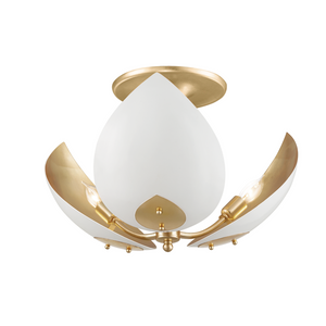 Hudson Valley Lighting 3 Light Semi Flush - Gold Leaf/White