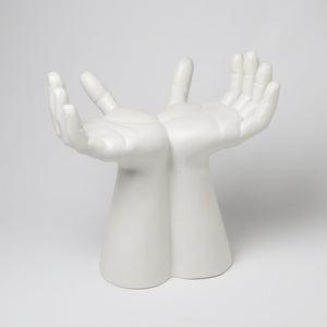 Hands Stool-Matte White | Global Views - 7.10054