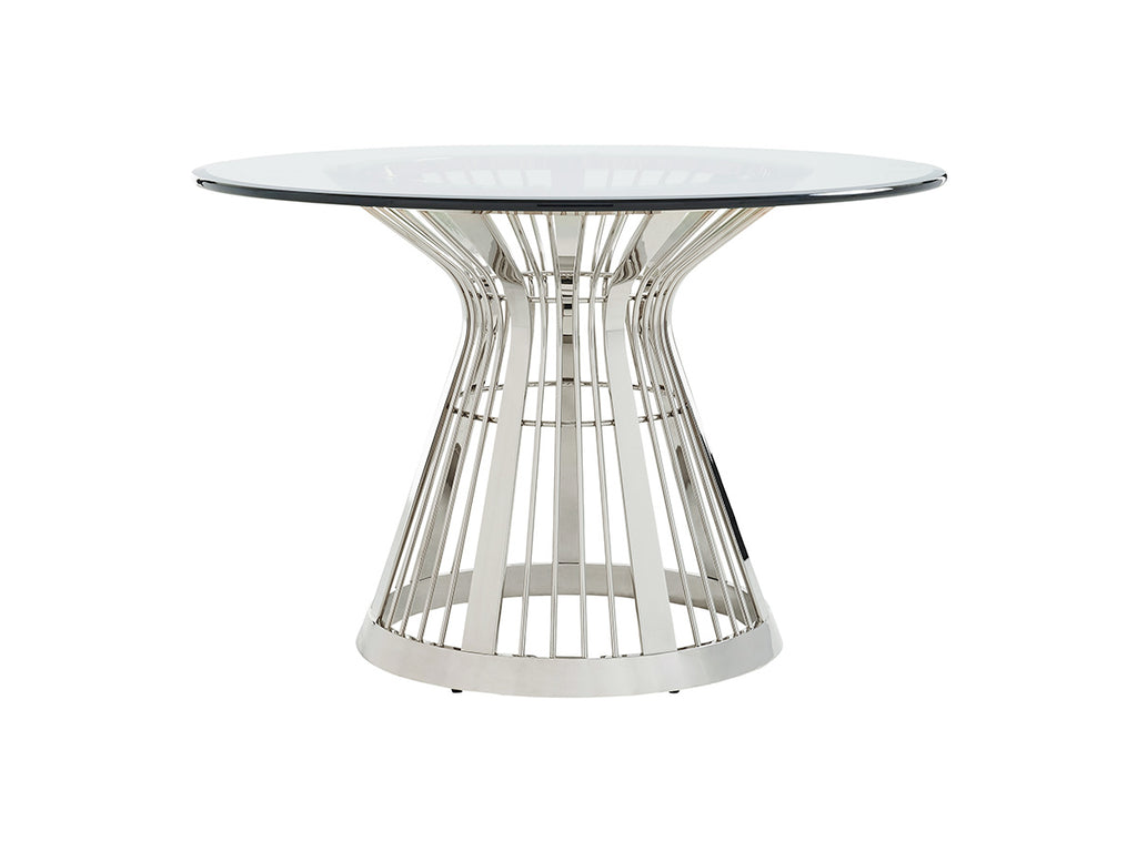 Riviera Stainless Dining Table With 48 Inch Glass Top | Lexington - 01-0732-875-48C