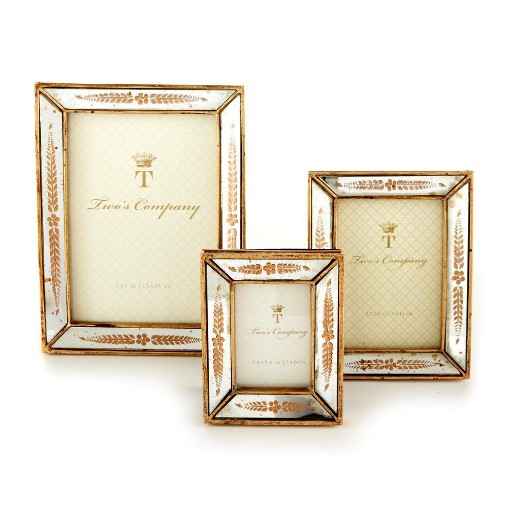 Two's Company Verona Gold Leaf Mirror Photo Frames (includes: 2 1/2 x 3 1/2, 3 1/2 x 5, 5 x 7)