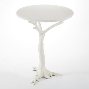 White Faux Bois Side Table | Global Views - 8.81027