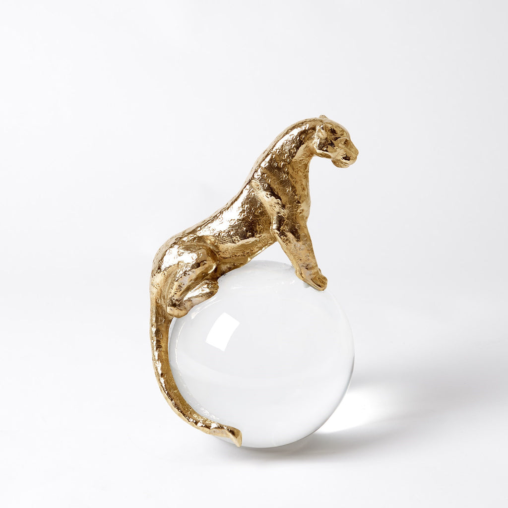 Jaguar on Crystal Sphere-Brass | Global Views - 8.82269