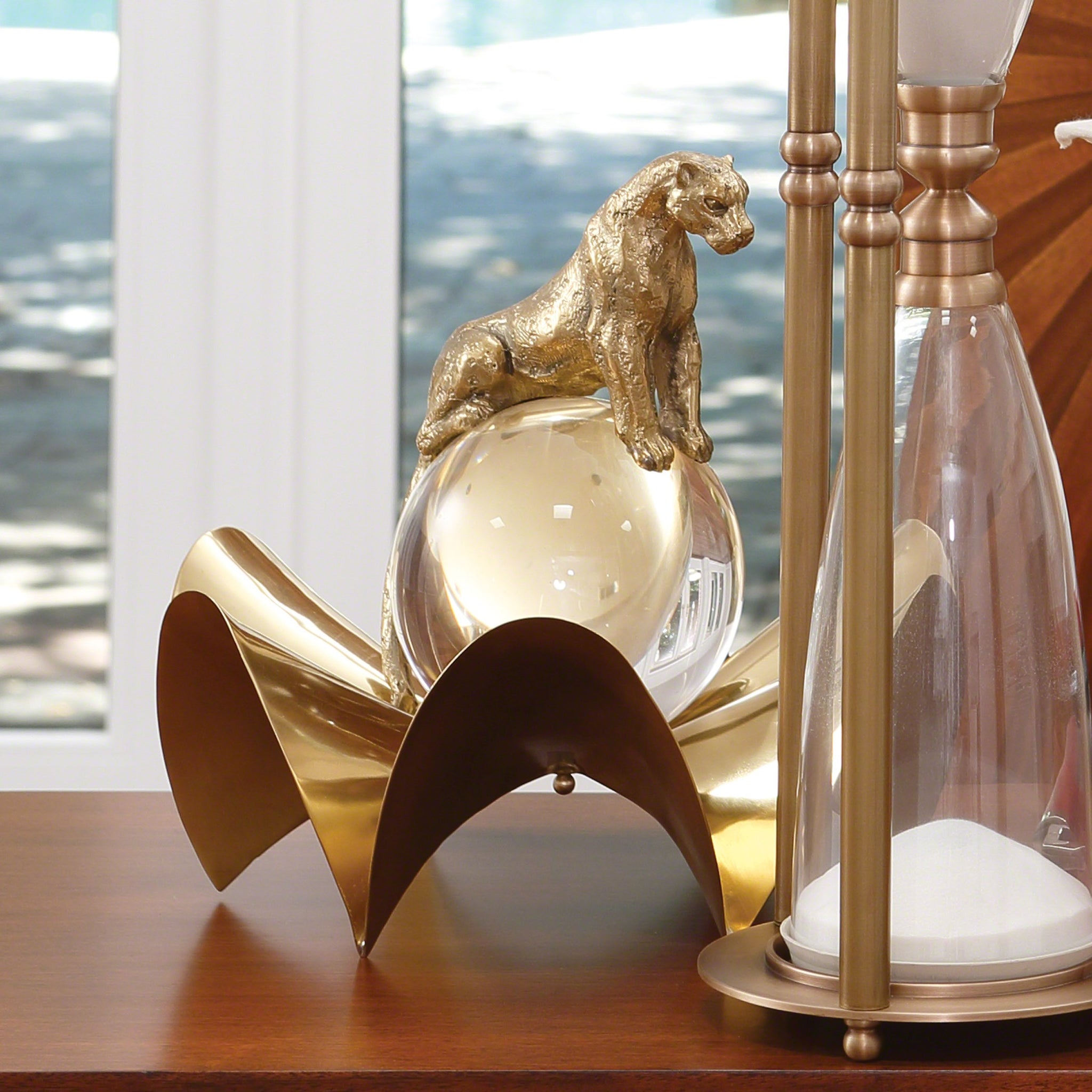 Jaguar on Crystal Sphere-Brass | Global Views - 882269