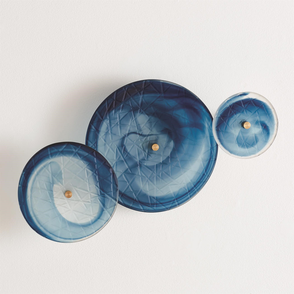 S/3 Crosshatched Wall Discs-Blue Swirl | Global Views - 8.82600