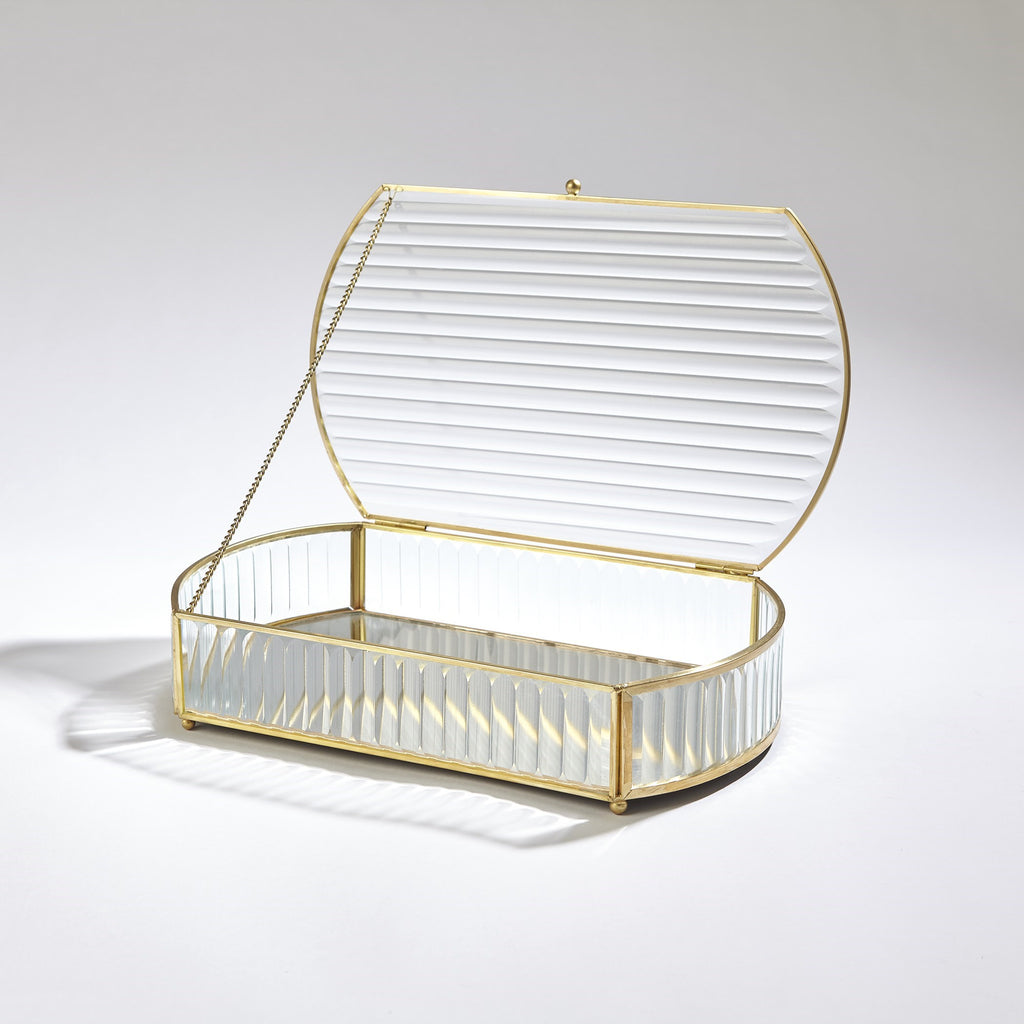 Reeded Glass Oval Box-Lg | Global Views - 8.82868