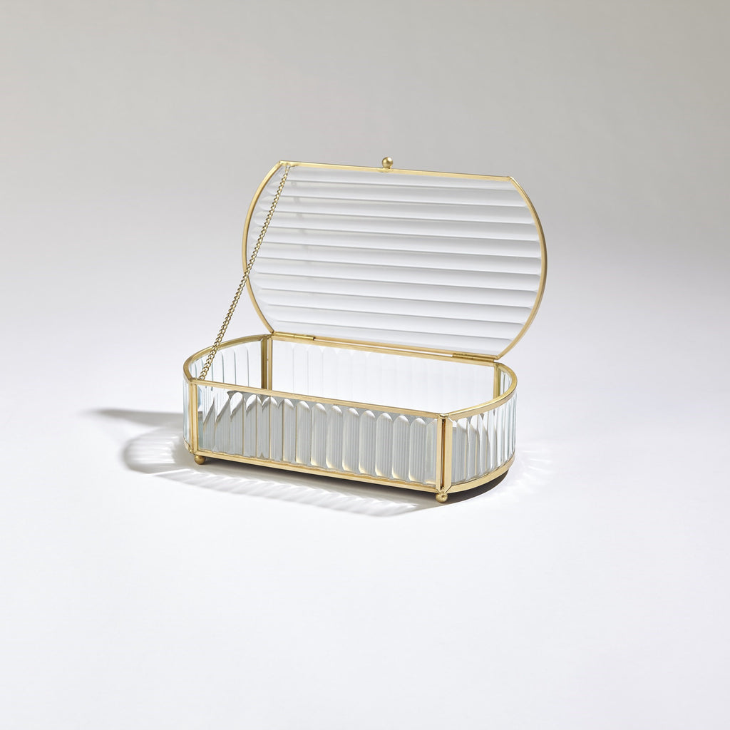 Reeded Glass Oval Box-Sm | Global Views - 8.82869