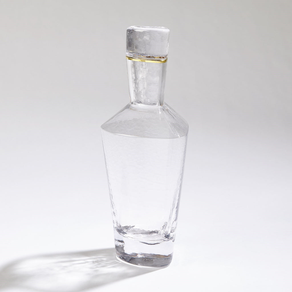 Hammered Decanter-Clear w/Gold Rim | Global Views - 8.82898