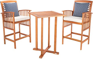 Safavieh Pate 3 Pc Bar 39.8-Inch H Table Bistro Set - Natural/Beige/Navy