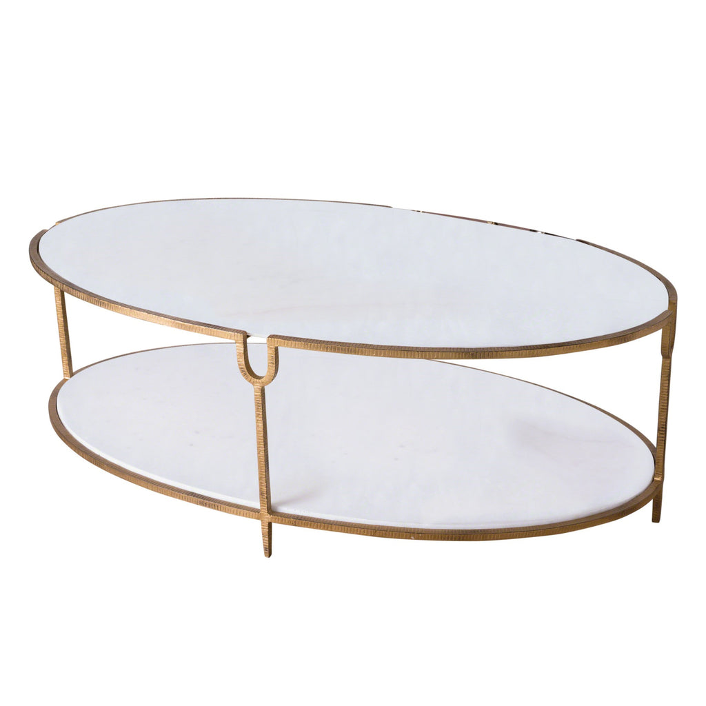 Iron and Stone Oval Coffee Table | Global Views - 9.91786