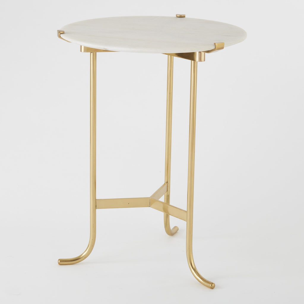 Plie Table-Brass/White Honed Marble | Global Views - 9.91816