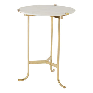 Plie Table-Brass/White Honed Marble | Global Views - 9.91816