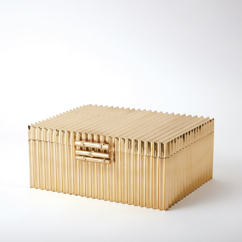 Corrugated Bamboo Box-Brass-Lg | Global Views - 9.92034