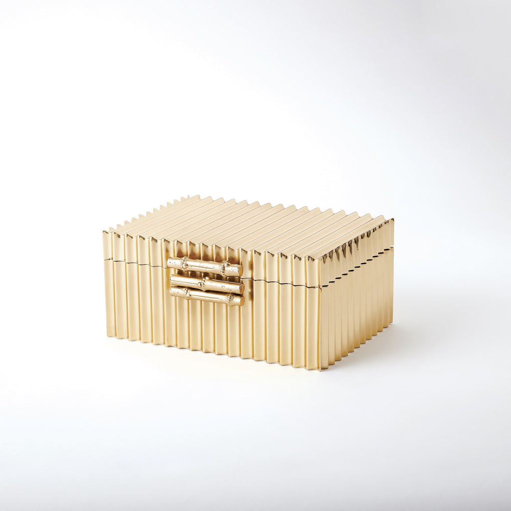 Corrugated Bamboo Box-Brass-Sm | Global Views - 9.92035