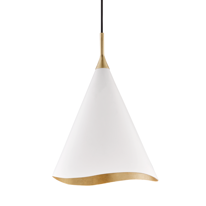 Hudson Valley Lighting 1 Light Small Pendant - Gold Leaf/Soft Off White Combo
