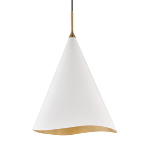 Hudson Valley Lighting 1 Light Large Pendant - Gold Leaf/Soft Off White Combo