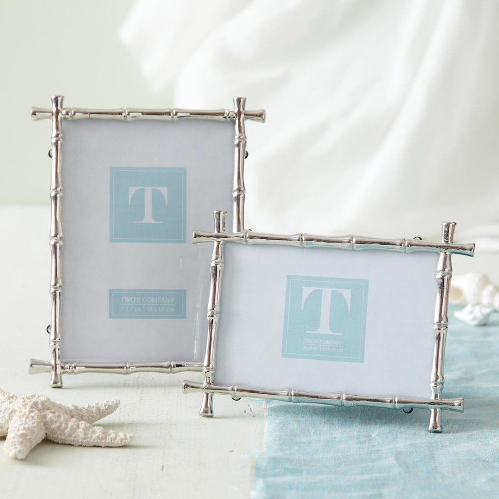 Two's Company Bamboo Photo Frames - Zinc Alloy/Glass (includes 2 sizes)