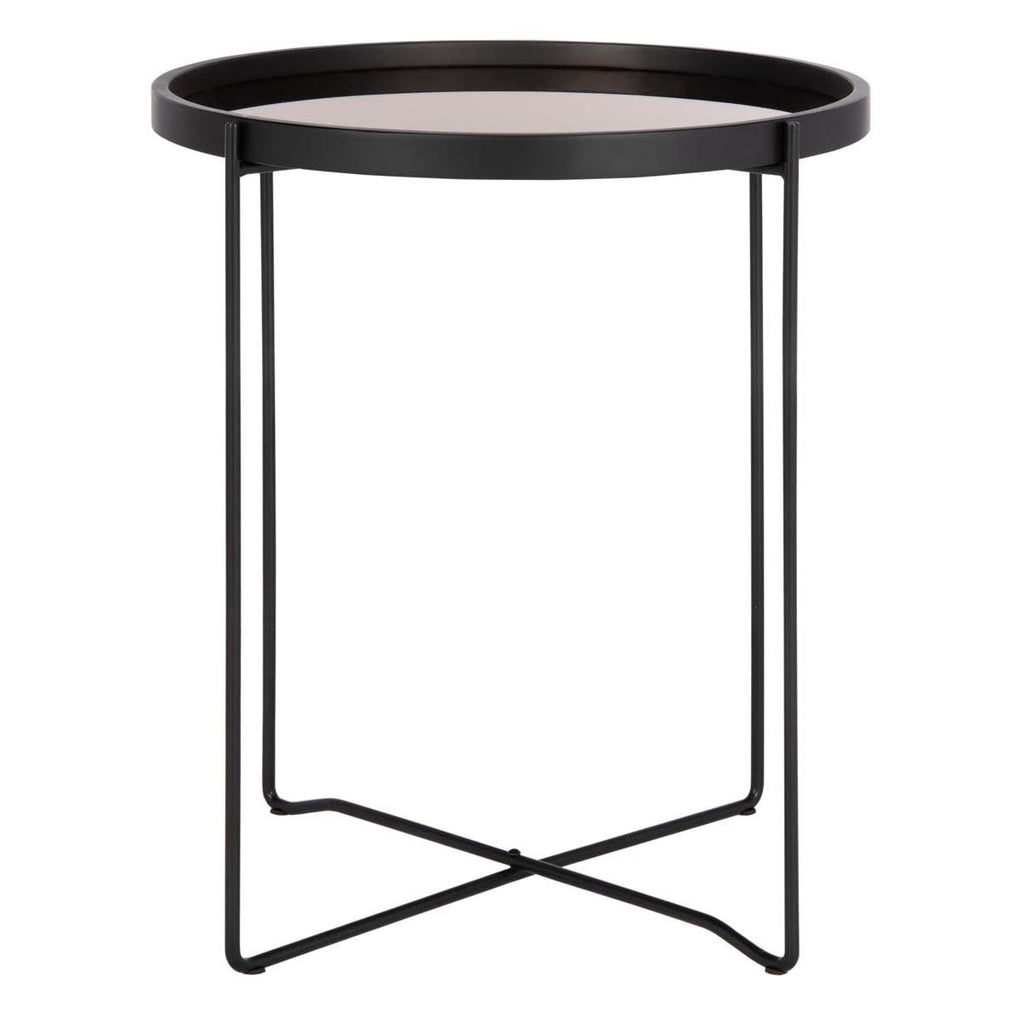 Safavieh Ruby Small Round Tray Top Accent Table - Rose Gold/Black