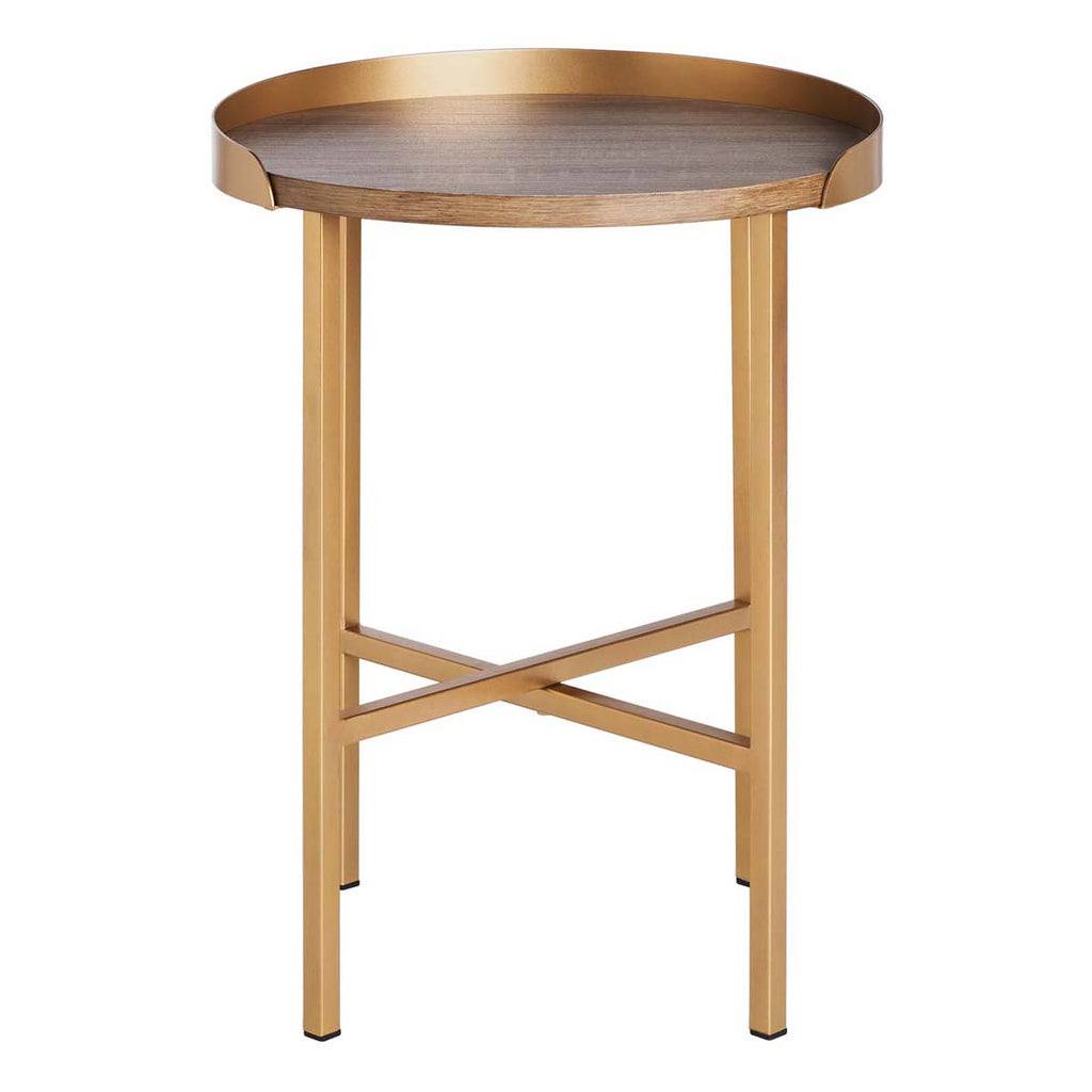 Safavieh Prague Round Side Table - Light Grey Oak/Gold