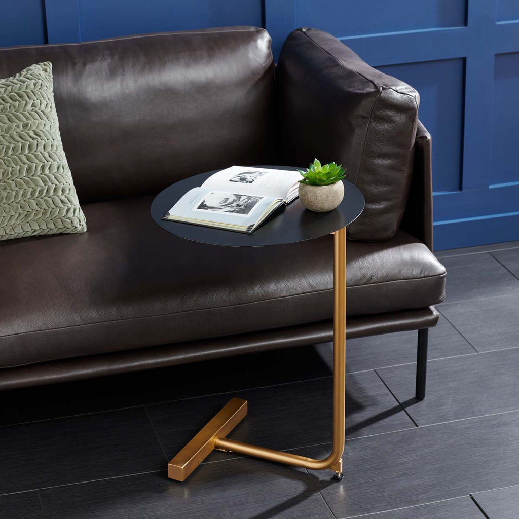 Safavieh Haylee Round Side Table - Black / Gold