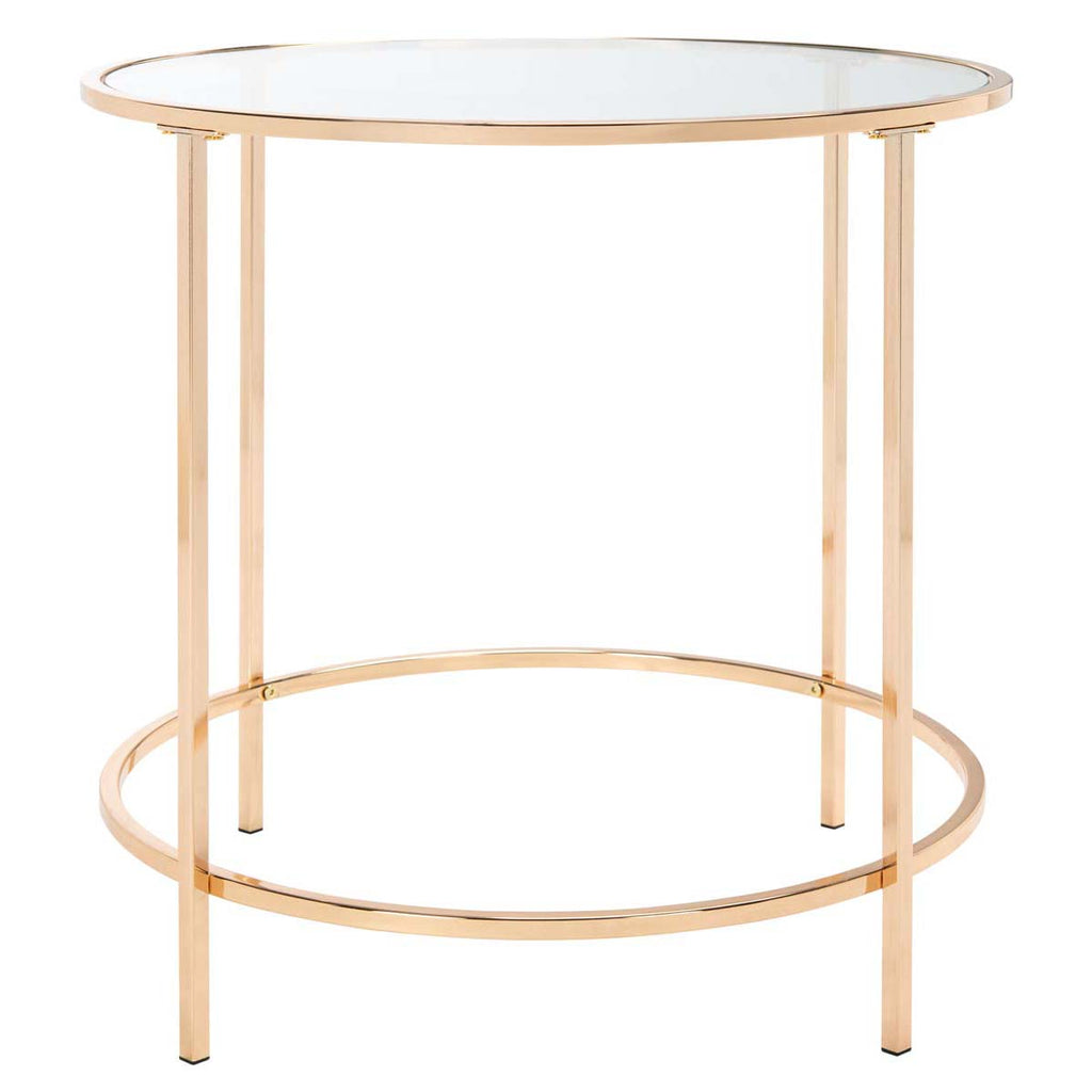 Safavieh Kolby Round Glass Side Table - Polished Gold