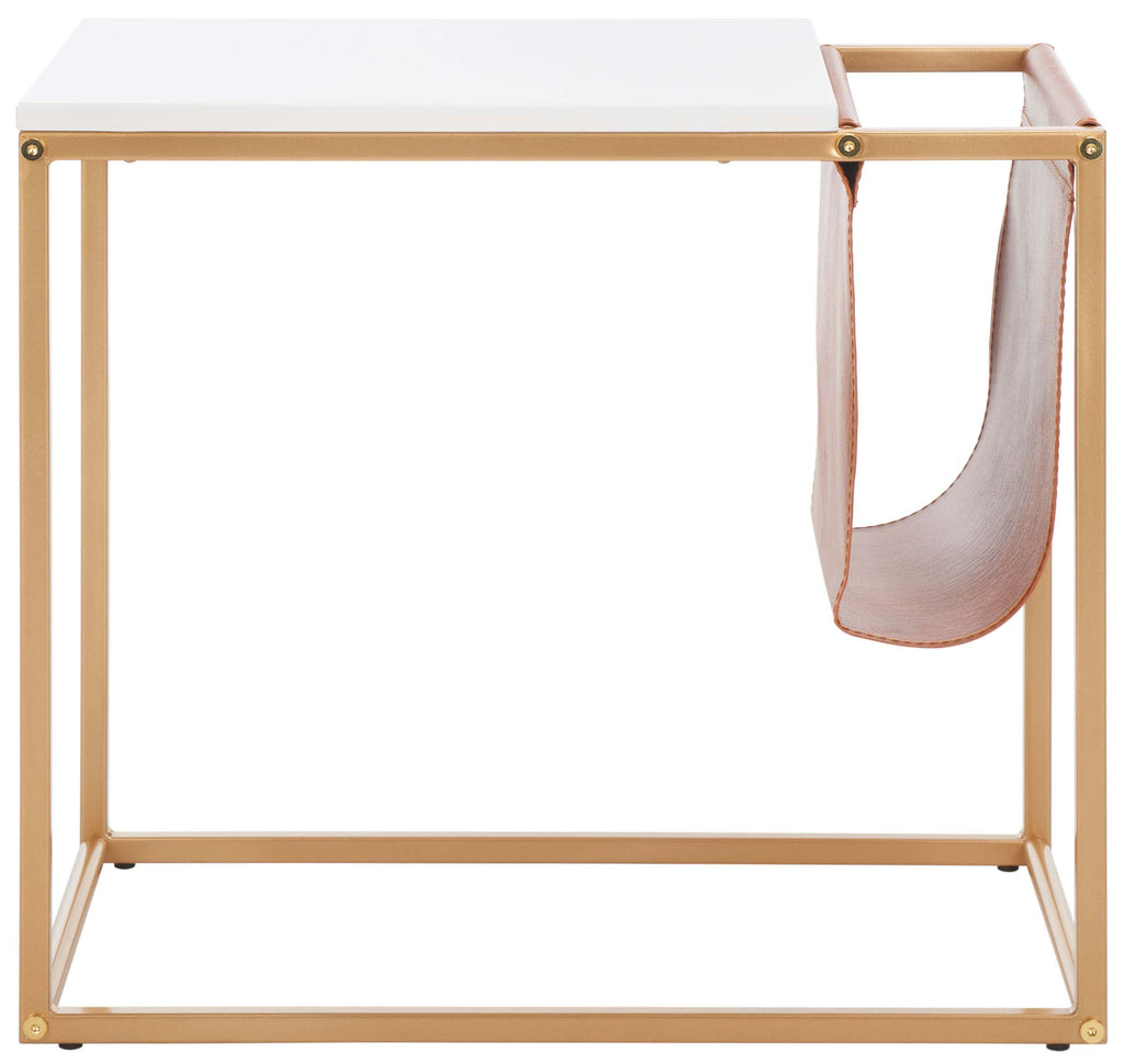 Safavieh Eugenia Side Table - White / Brown / Gold