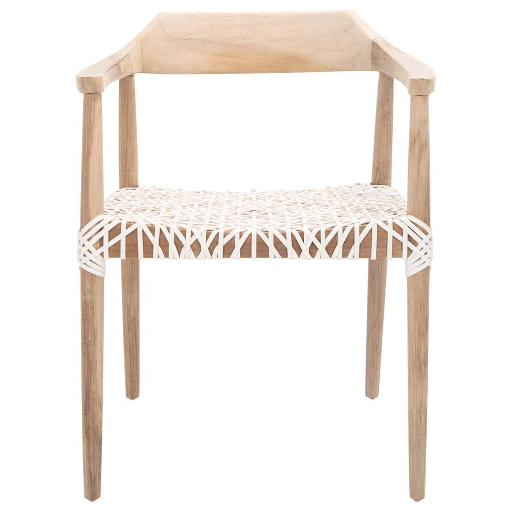 Safavieh Munro Leather Woven Accent Chair - Natural / White