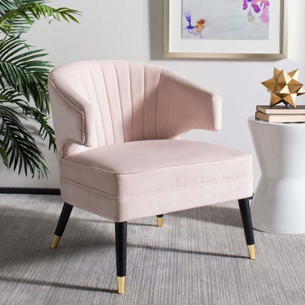 Safavieh Stazia Wingback Accent Chair - Blush Pink/Black