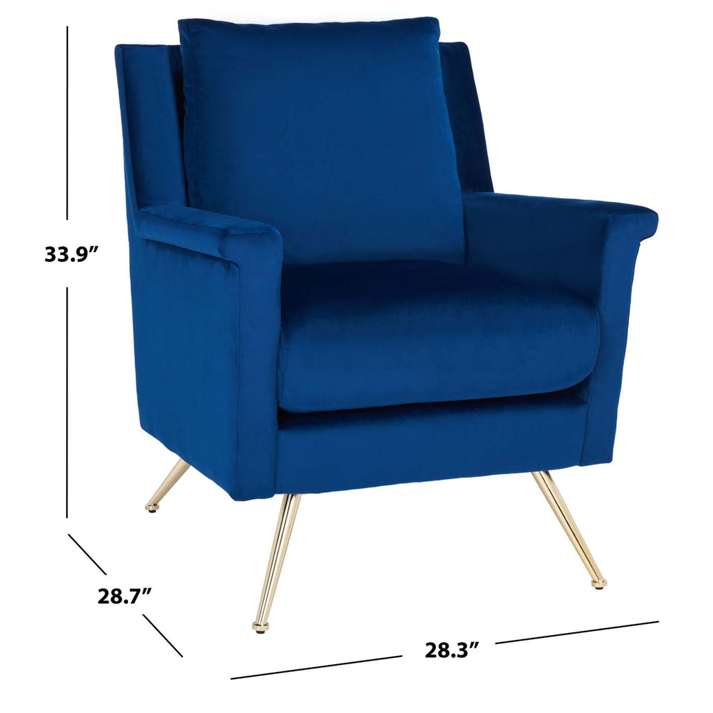 Safavieh Cerise Mid Century Arm Chair - Navy / Gold