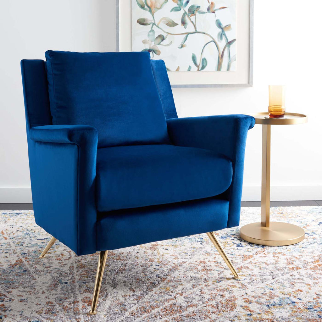 Safavieh Cerise Mid Century Arm Chair - Navy / Gold