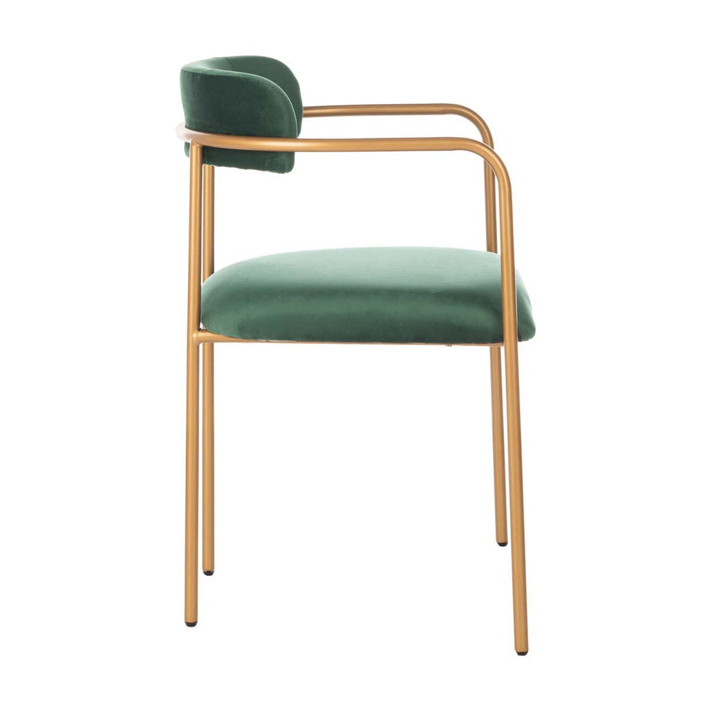 Safavieh Camille Side Chair-Malachite Green Velvet/Gold (Set of 2)