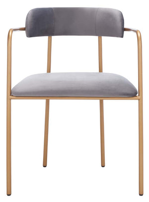 Camille Side Chair, Dark Grey Velvet / Gold | Safavieh - ACH6201