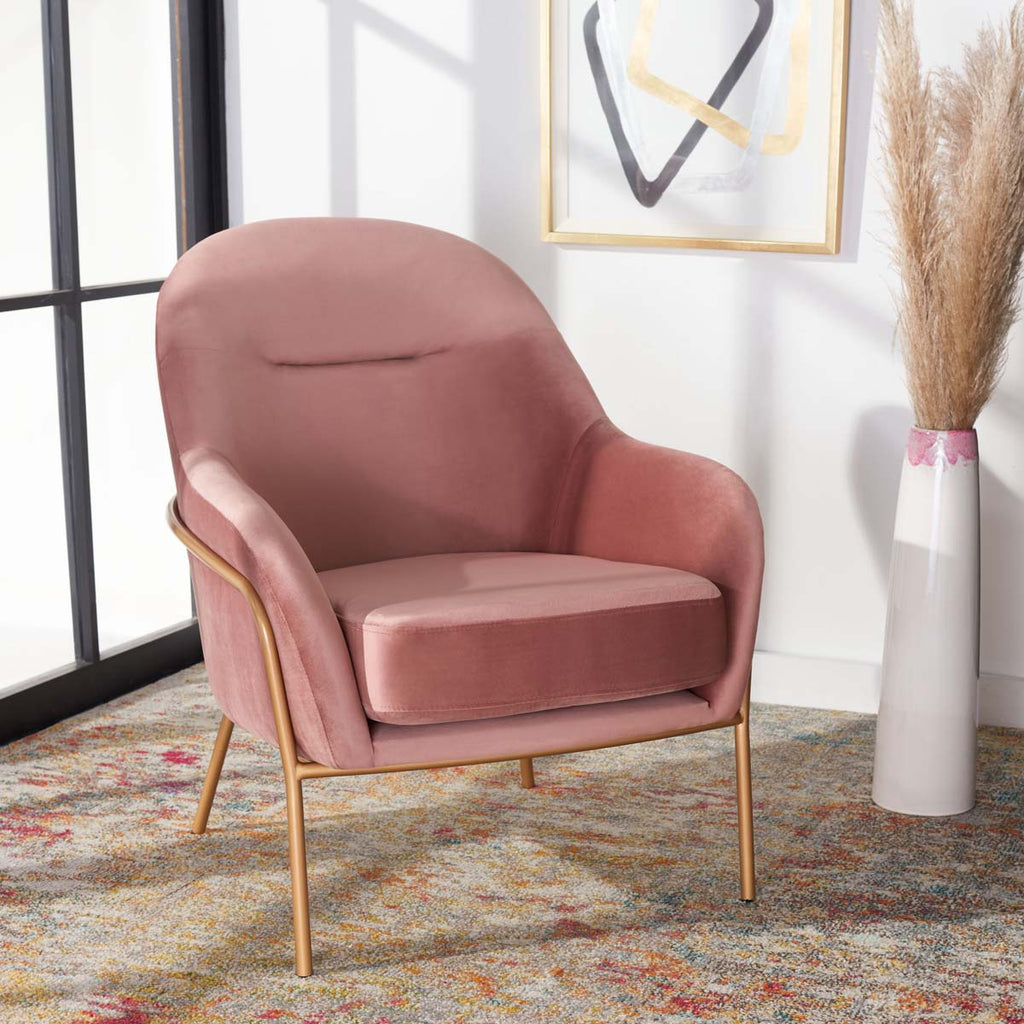 Safavieh Eleazer Velvet Accent Chair - Dusty Rose / Gold