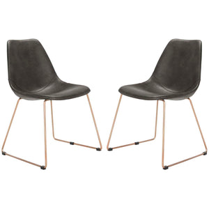 Dorian Midcentury Modern Leather Dining Chair (Set of 2) | Safavieh - ACH7003