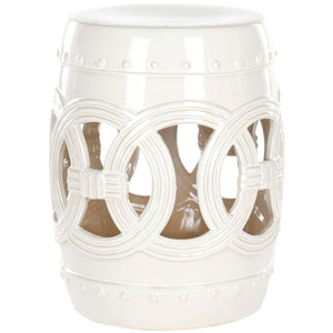 White Ceramic Double Coin Stool | Safavieh - ACS4500