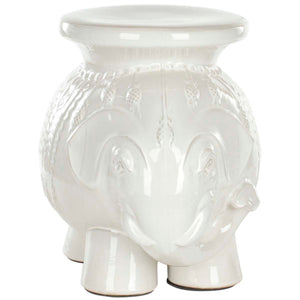 White Ceramic Elephant Stool | Safavieh - ACS4501