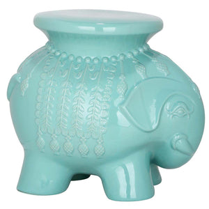 Robin's Egg Blue Ceramic Elephant Stool | Safavieh - ACS4501